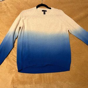Aqua Blue and White Ombrée Cashmere Sweater